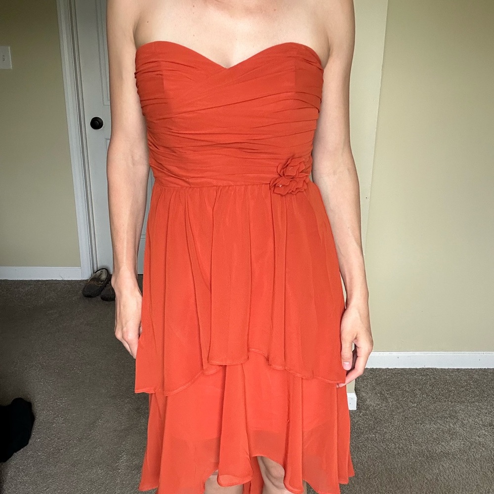 Alfred Angelo | Elegant Strapless Orange Dress